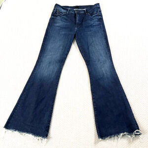 Mother Jeans Womens 30 Blue Denim Weekender Fray Bootcut Raw Hem